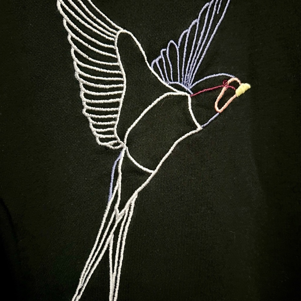 Iconic Stella McCartney Black Bird Embroidered Colorblock Sweatshirt XS IT38 - Picture 4 of 9
